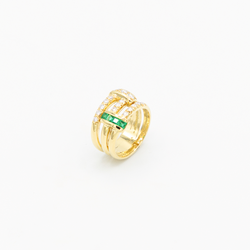 Vintage Emerald Diamond Ring - Gelbgold