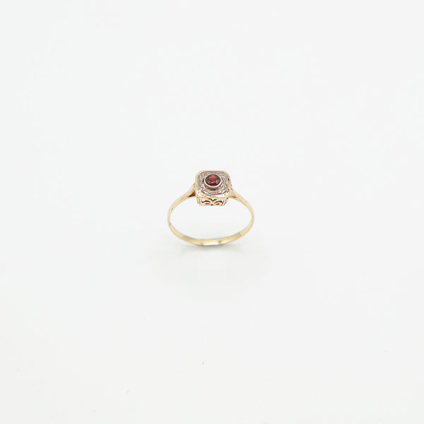 Vintage Granat Gold Ring - Gelbgold