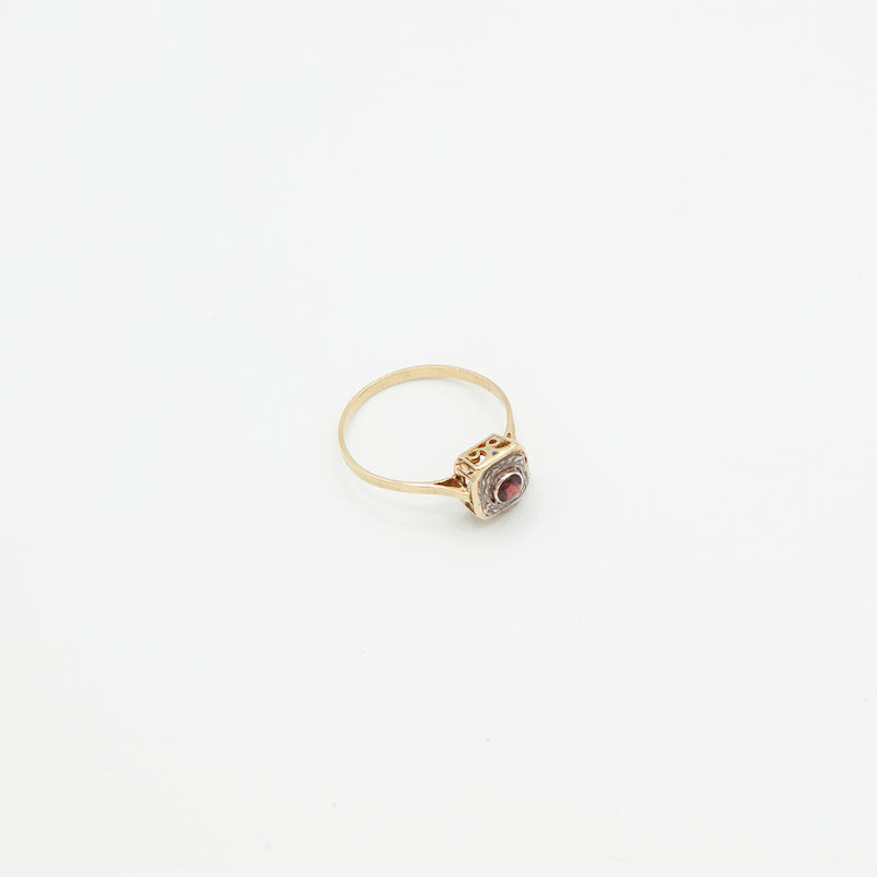 Vintage Granat Gold Ring - Gelbgold