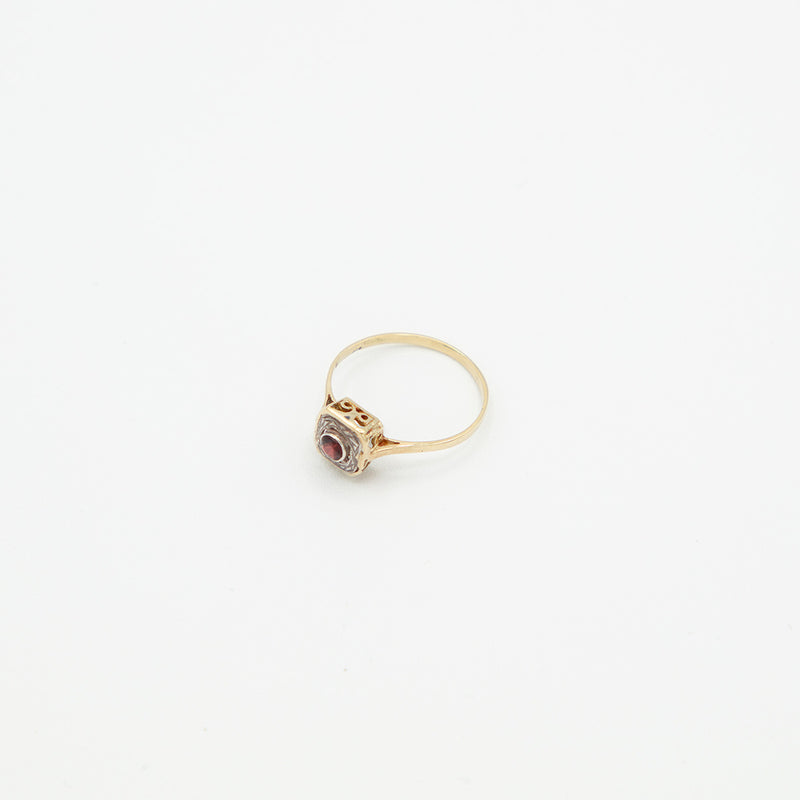 Vintage Granat Gold Ring - Gelbgold