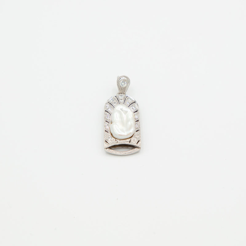 Vintage Brillant Perlen Anhänger - Weißgold