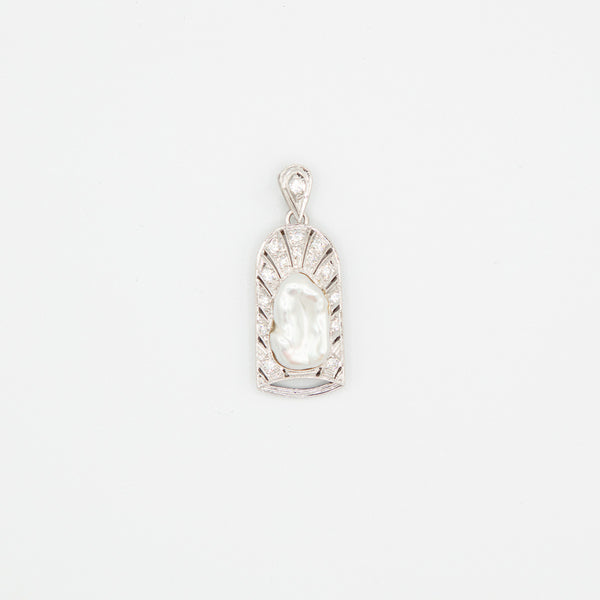 Vintage Brillant Perlen Anhänger - Weißgold