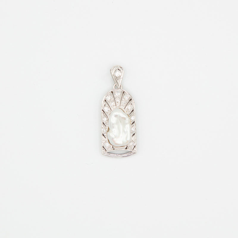 Vintage Brillant Perlen Anhänger - Weißgold