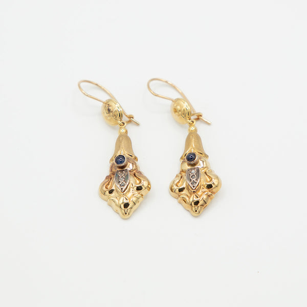 Vintage Saphir Ohrringe - Gelbgold