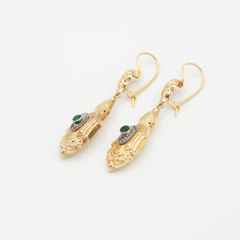 Vintage Smaragd Ohrringe - Gelbgold