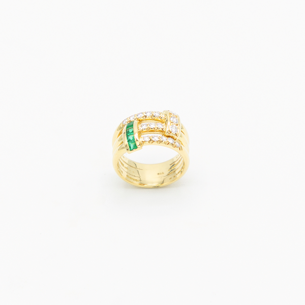 Vintage Emerald Diamond Ring - Gelbgold