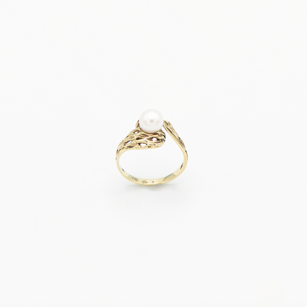 Vintage Pearl Gold Web Ring - Gelbgold