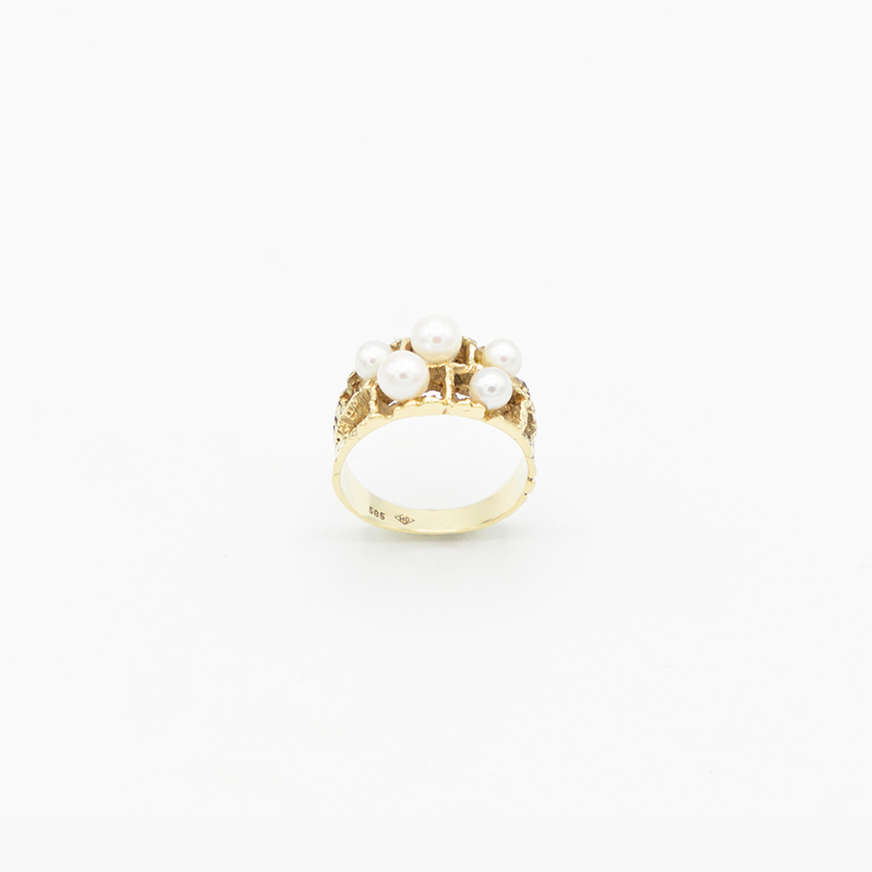 Vintage Five Pearl Ring - Gelbgold