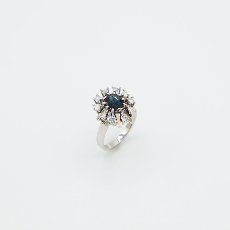 Vintage Saphir Brillant Ring - Weißgold
