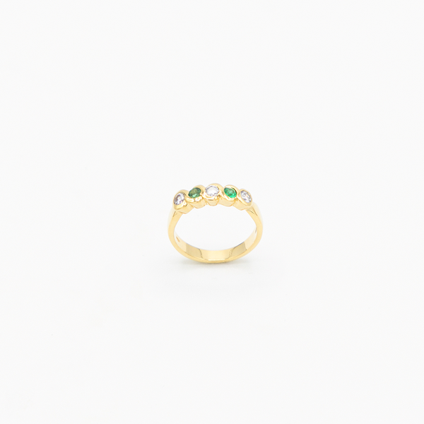 Vintage Emerald Diamond Ring - Gelbgold