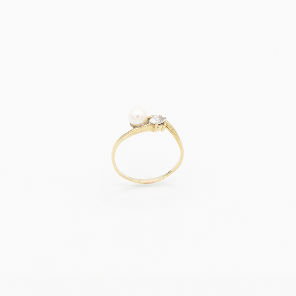 Vintage One Pearl Ring - Gelbgold