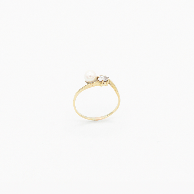 Vintage One Pearl Ring - Gelbgold