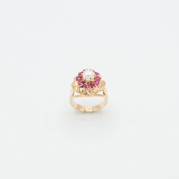 Vintage Perlen Ring - Gelbgold