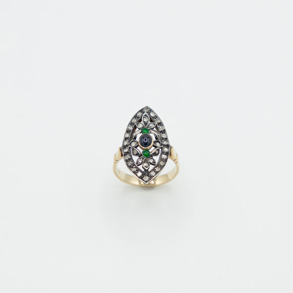Vintage Diamant Saphir Ring - Gelbgold