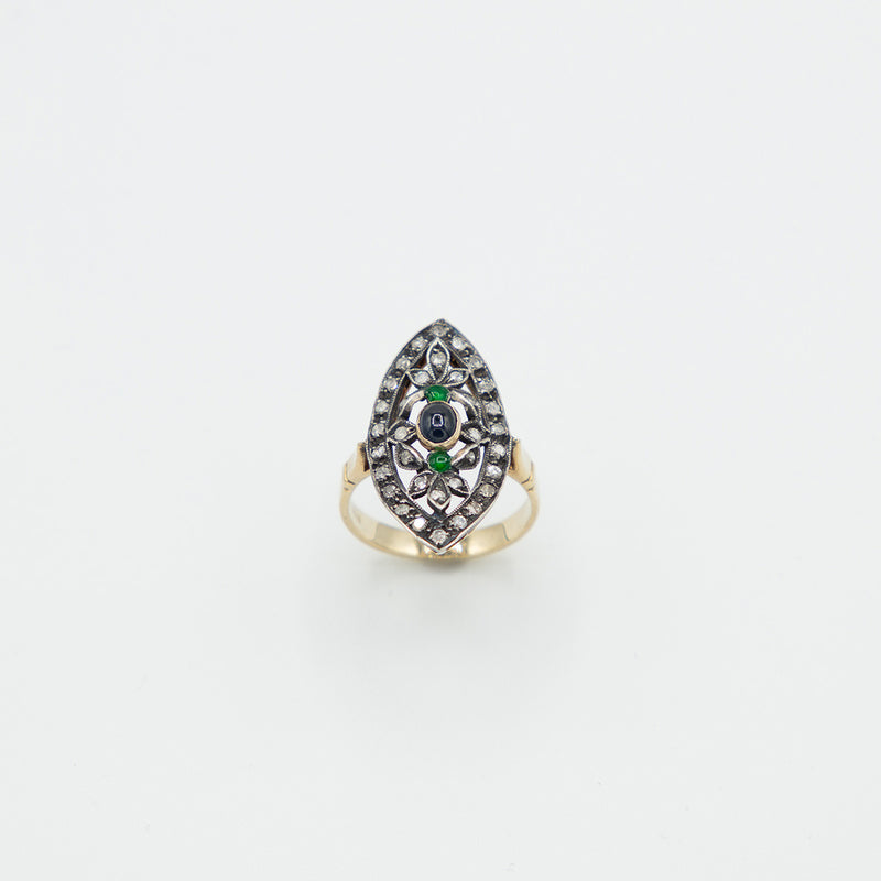 Vintage Diamant Saphir Ring - Gelbgold