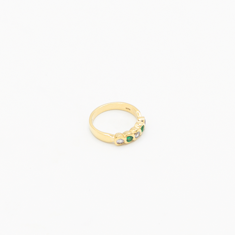 Vintage Emerald Diamond Ring - Gelbgold