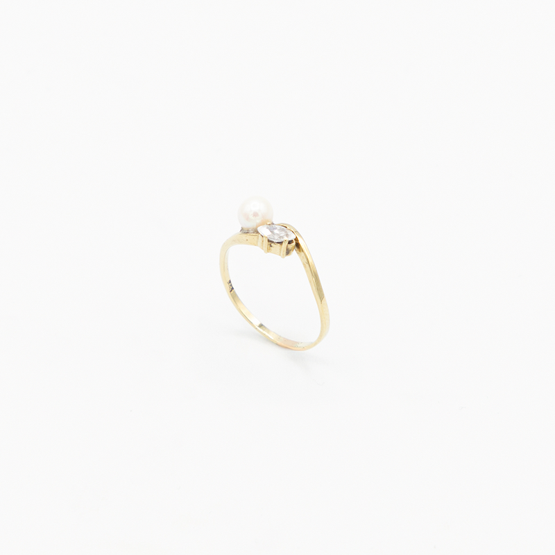 Vintage One Pearl Ring - Gelbgold