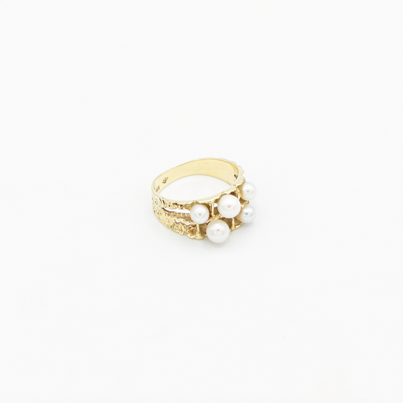 Vintage Five Pearl Ring - Gelbgold