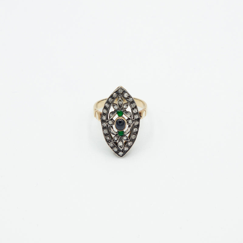 Vintage Diamant Saphir Ring - Gelbgold