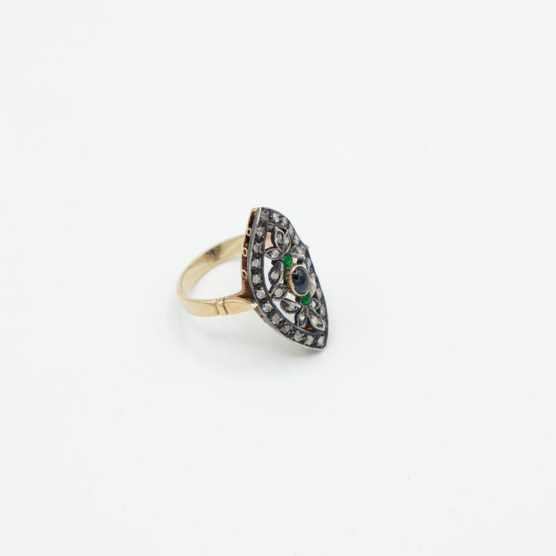 Vintage Diamant Saphir Ring - Gelbgold