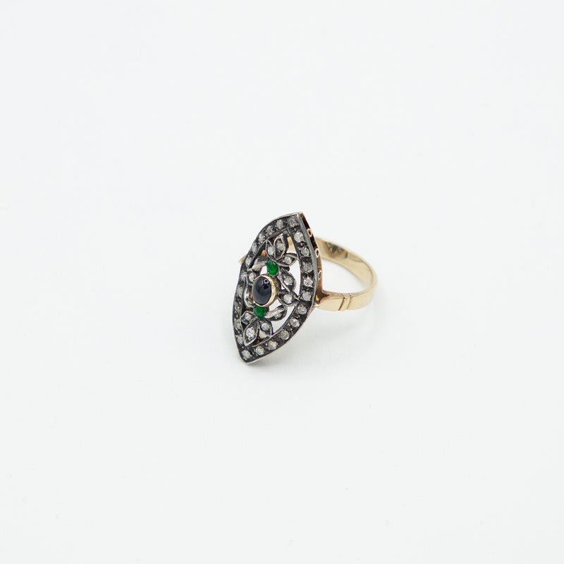 Vintage Diamant Saphir Ring - Gelbgold