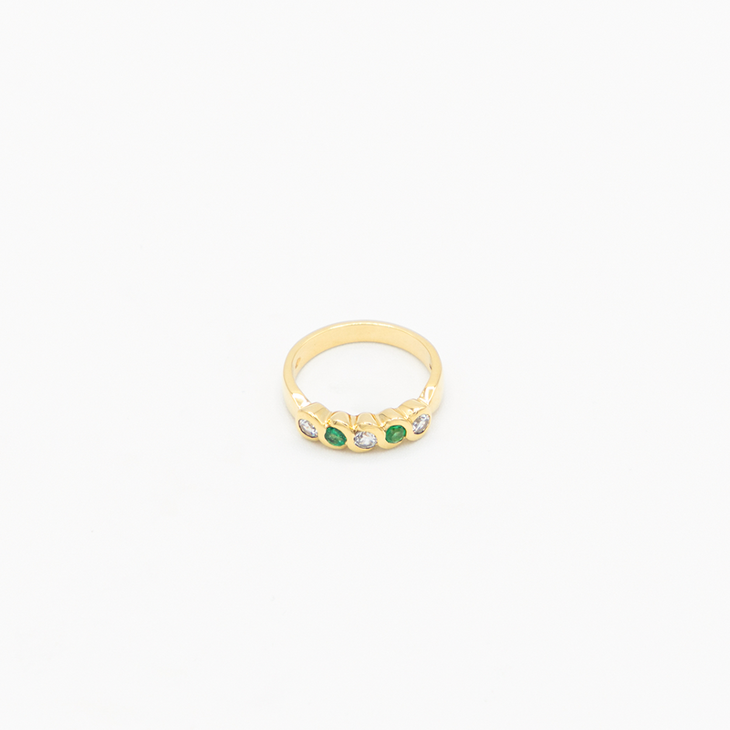 Vintage Emerald Diamond Ring - Gelbgold