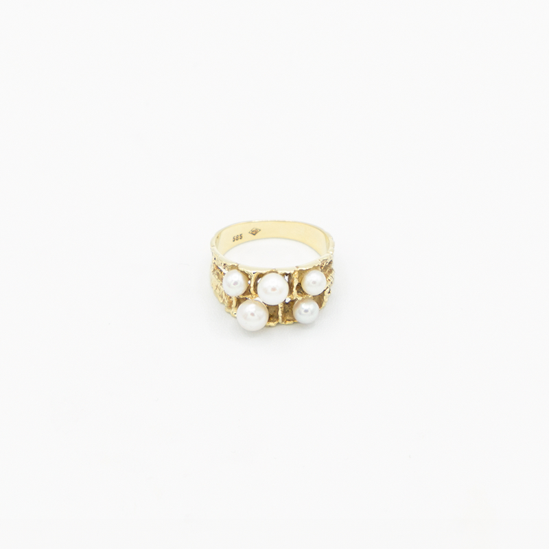 Vintage Five Pearl Ring - Gelbgold