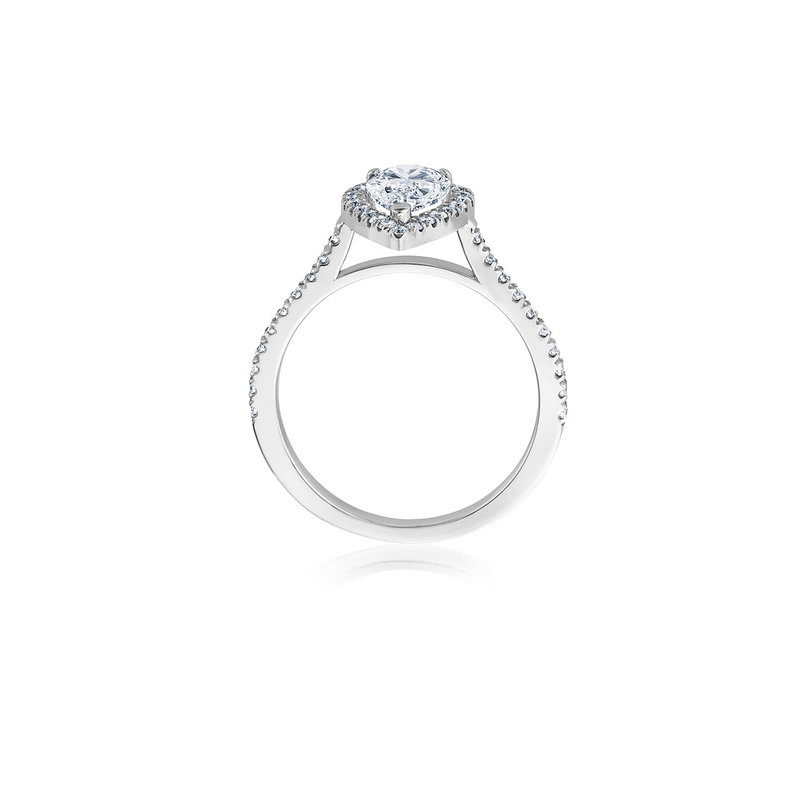 Pear Diamond Halo Ring - Weißgold