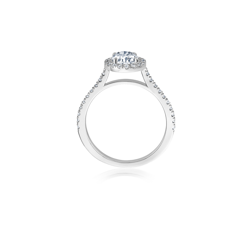 Oval Halo Diamond Ring - Weißgold