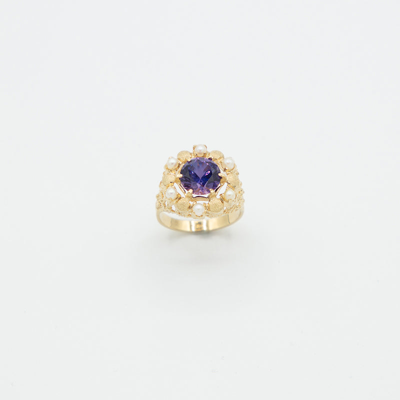 Vintage Amethyst Ring - Gelbgold