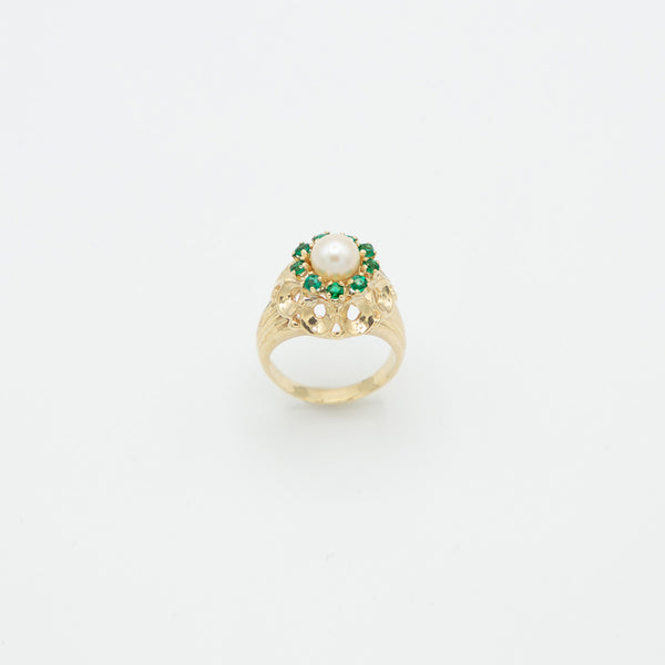 Vintage Perlen Ring - Gelbgold