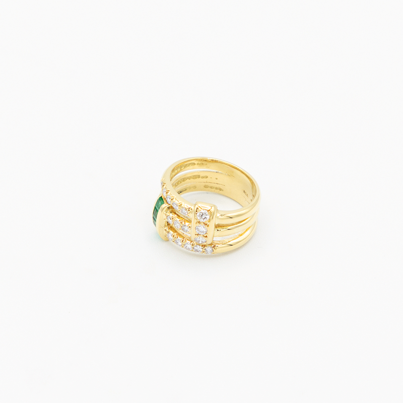 Vintage Emerald Diamond Ring - Gelbgold