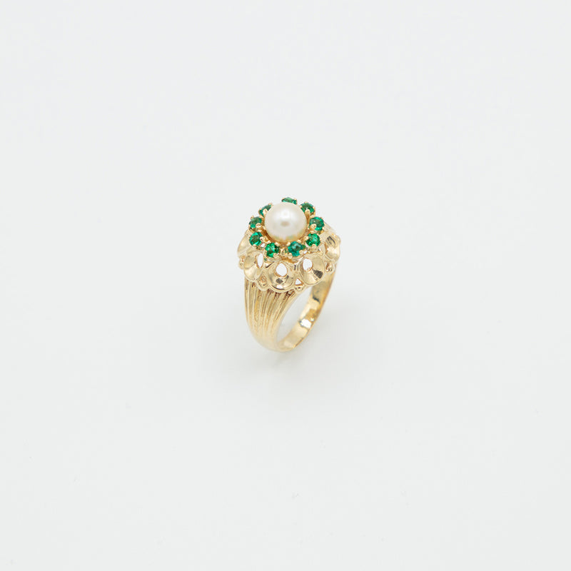 Vintage Perlen Ring - Gelbgold