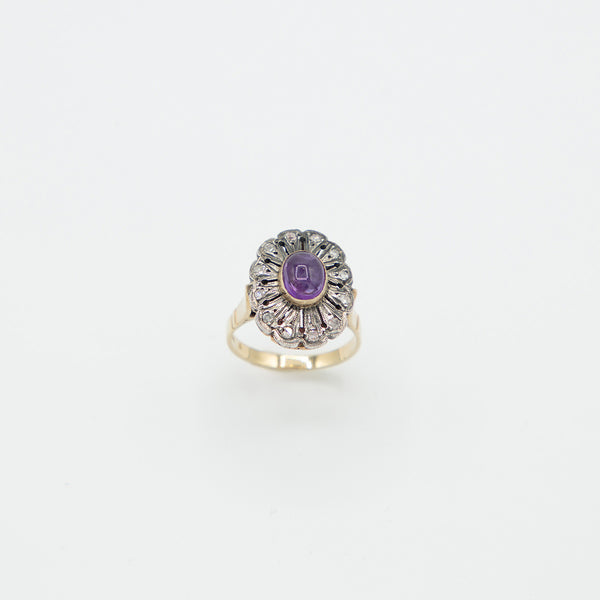 Vintage Amethyst Diamant Ring - Gelbgold