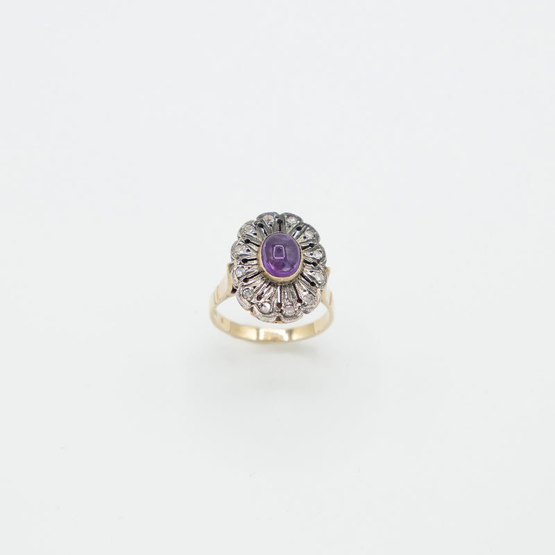 Vintage Amethyst Diamant Ring - Gelbgold