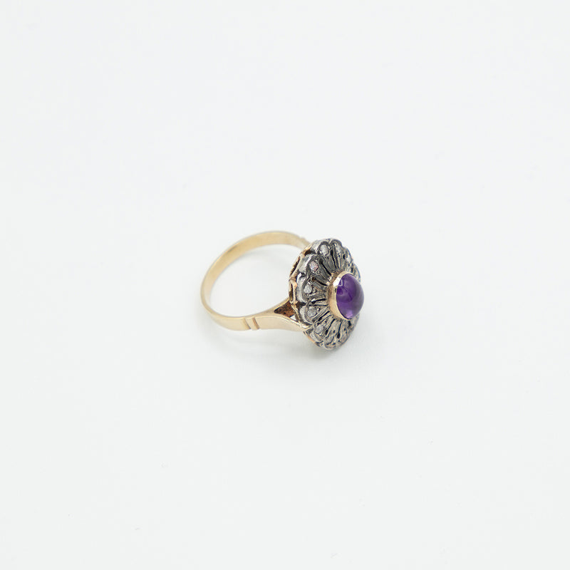 Vintage Amethyst Diamant Ring - Gelbgold