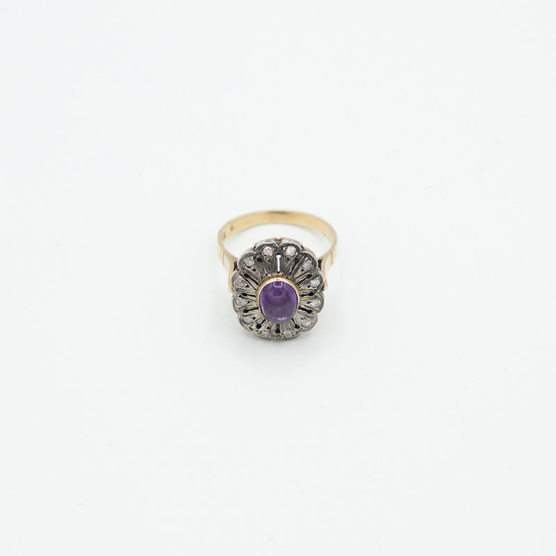 Vintage Amethyst Diamant Ring - Gelbgold