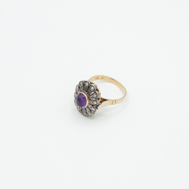 Vintage Amethyst Diamant Ring - Gelbgold