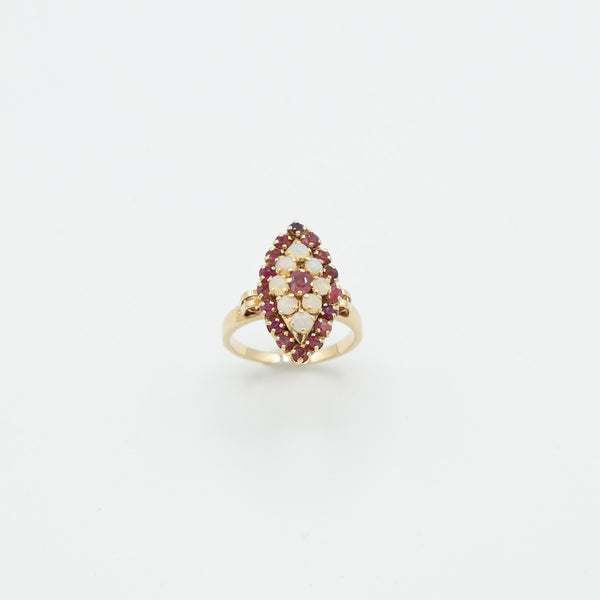 Vintage Rubin Opal Ring - Gelbgold