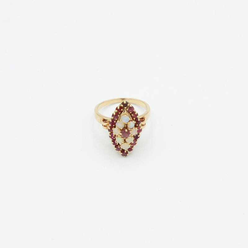 Vintage Rubin Opal Ring - Gelbgold
