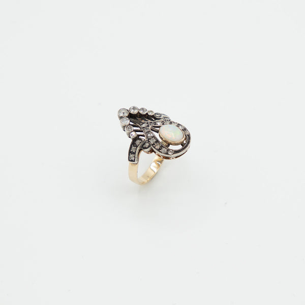 Vintage Opal Diamant Ring - Gelbgold
