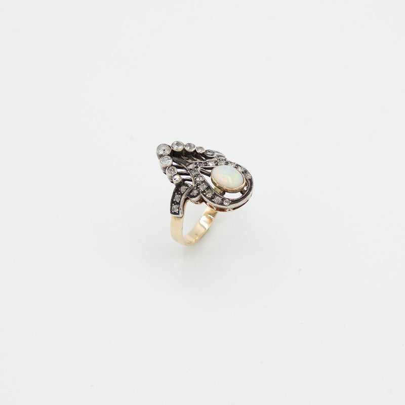 Vintage Opal Diamant Ring - Gelbgold