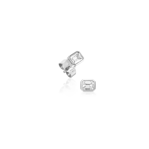 Cleo Emerald Cut Ohrstecker - Weißgold