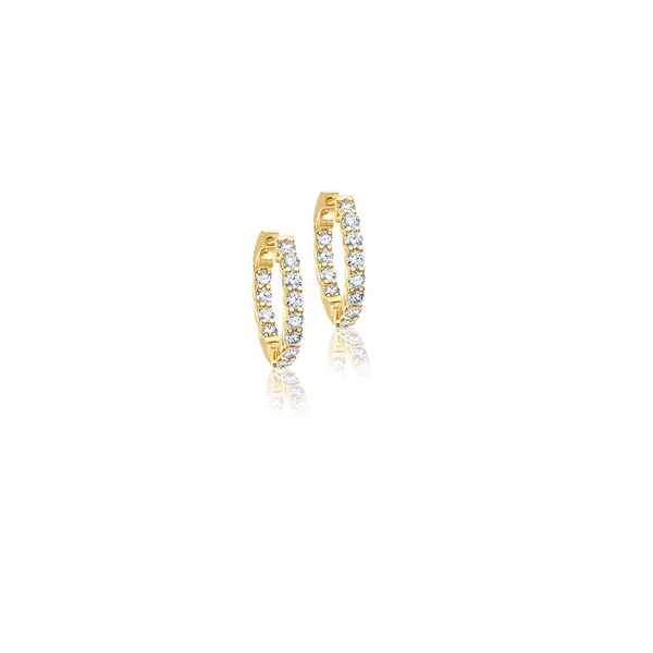 Small Diamond Hoops W-Setting - Gelbgold