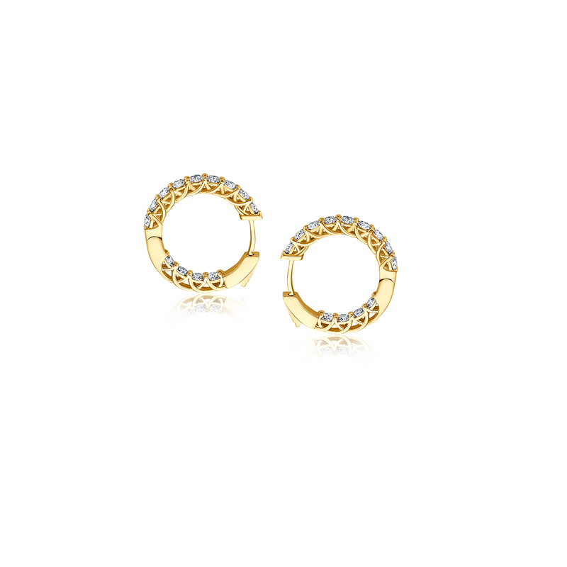 Small Diamond Hoops W-Setting - Gelbgold