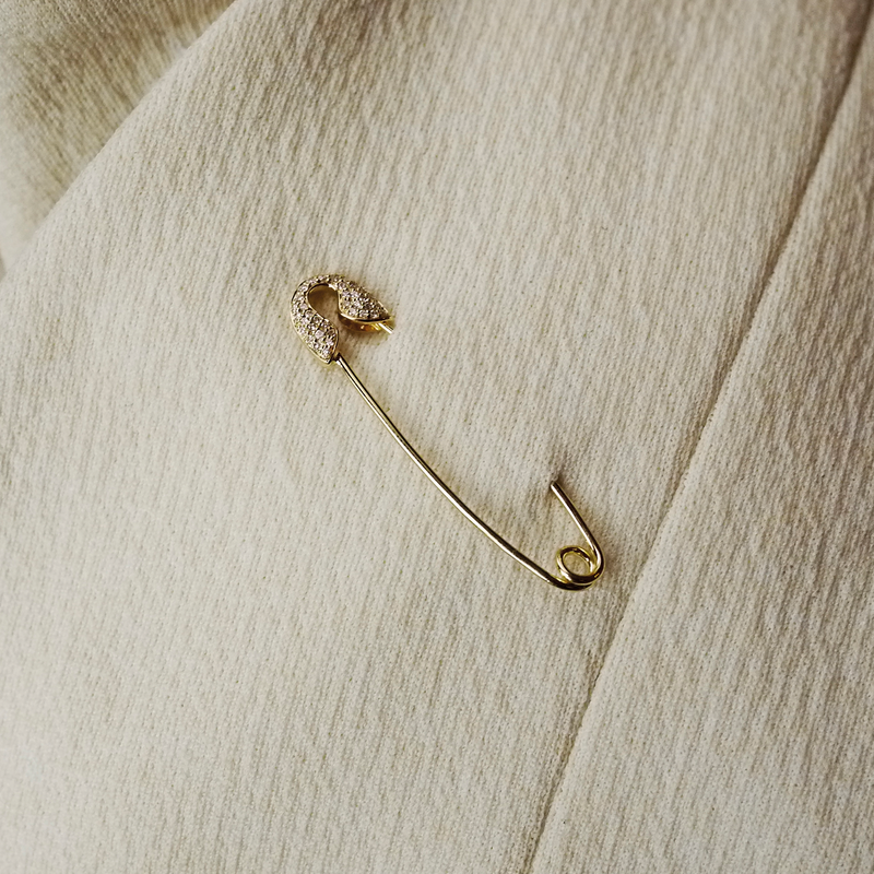 Diamond Safety Pin - Gelbgold