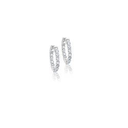 Small Diamond Hoops W-Setting - Weißgold