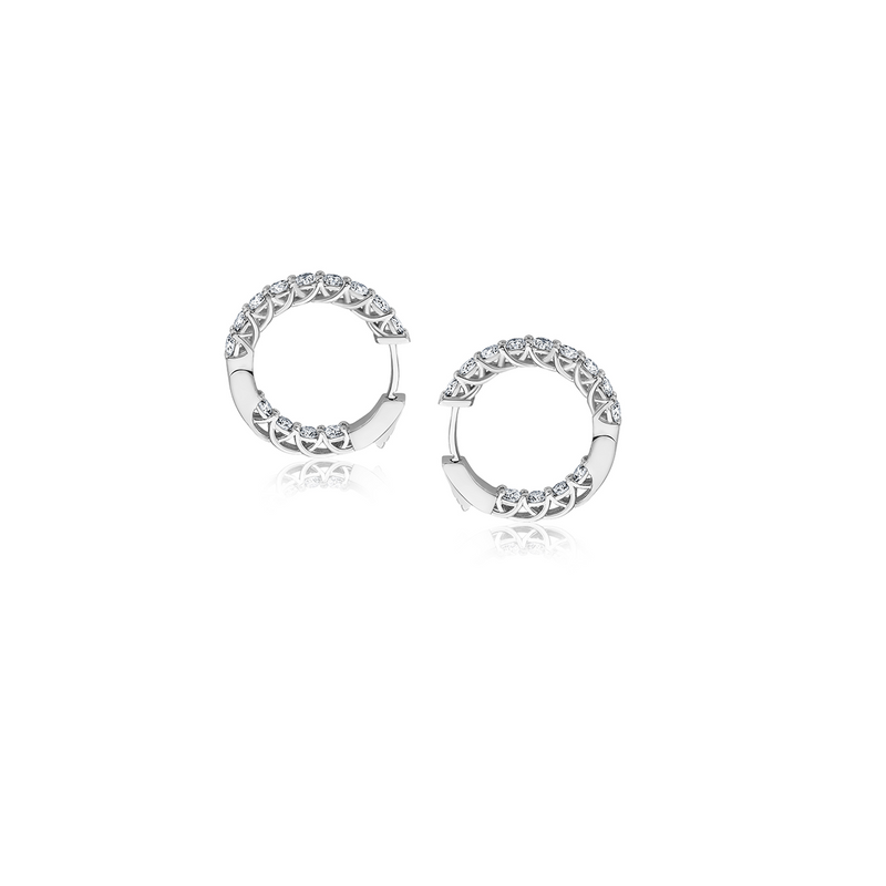 Small Diamond Hoops W-Setting - Weißgold