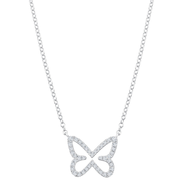 Diamond Butterfly Halskette - Weißgold