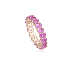 Oval Pink Saphir Memoire Ring - Roségold